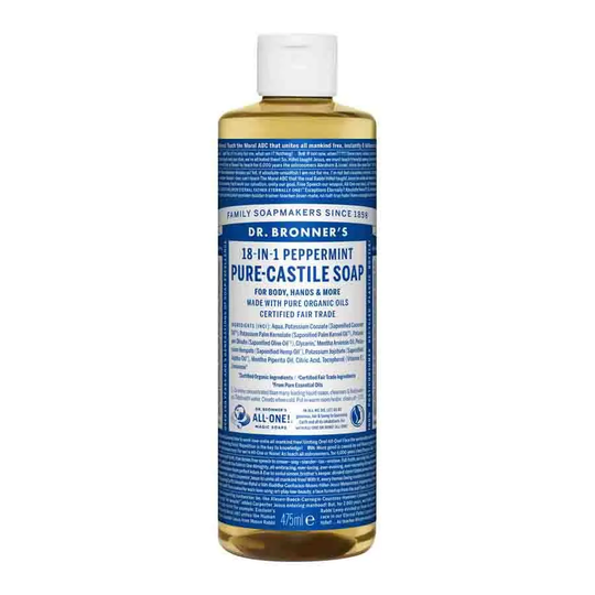 Dr Bronners Pure Castlie Liquid Soap Peppermint, 475ml ekologisk