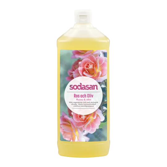 Sodasan Tvål Ros & Oliv, 1 l ekologisk