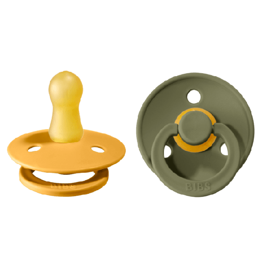 BIBS Colour Honey Bee/Olive strl. 1 (0-6 månader) 2-pack
