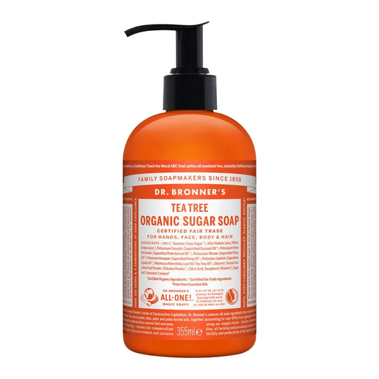 Dr Bronners Sugar Soap Tea Tree, 355ml ekologisk