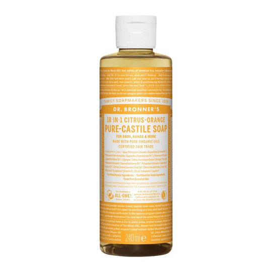 Dr Bronners Pure Castlie Liquid Soap Citrus-Orange, 240ml ekologisk