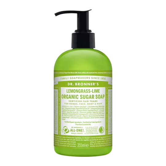 Dr Bronners Sugar Soap Lemongrass-Lime, 355ml ekologisk
