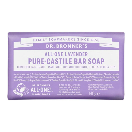 Dr Bronners Bar Soap Lavender, 140g ekologisk