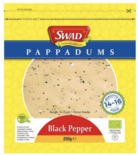 Swad Pappadums Sort Peber 200gr