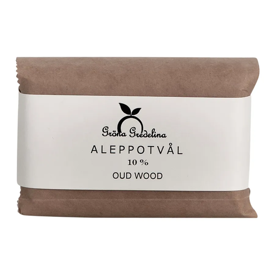 Gröna Gredelina Aleppotvål 10% Oud Wood, 125 g