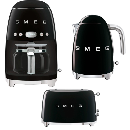 Smeg Frukostpaket kaffebryggare, brödrost & vattenkokare, svart