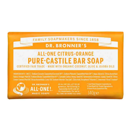 Dr Bronners Bar Soap Citrus-Orange, 140g ekologisk